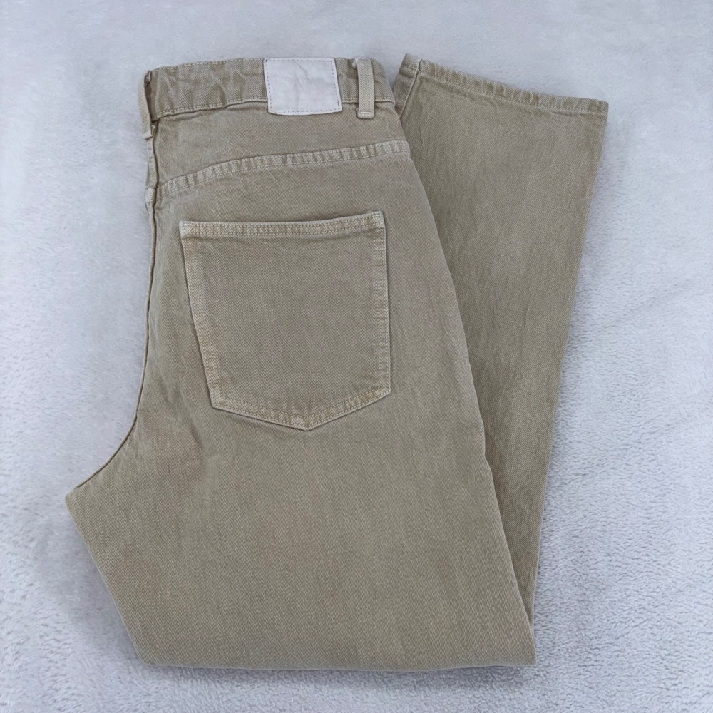 Zara Womens High Waisted Straight Leg Jeans Tan Khaki Denim Size 10 Y2K Style